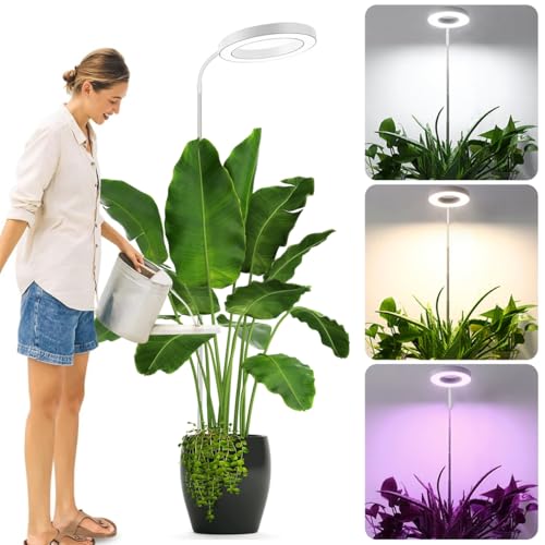 Pflanzenlampe LED Vollspektrum, Grow Lampe für Zimmerpflanzen, 72 LEDs Pflanzenwachstumslampe, Höhenverstellbar Bis 160 cm, 3 Farbmodi mit 360°Schwanenhals,Timer (3/9/12 Stunden),10 Helligkeitsstufen