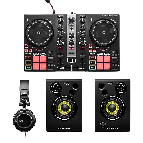Hercules DJLearning Kit MK2 – Komplettes DJ-Paket mit DJControl Inpulse 200 MK2, DJMonitor 32 Studiomonitoren und HDP DJ45-Kopfhörern