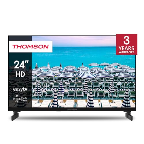 Thomson 24 Zoll (60 cm) LED HD Easy TV - Kein Smart - Hotel Mode, USB, HDMI, Triple-Tuner (Kabel,Satellit,Antenne), AV IN, CI+, A+ Panel - 24HD2S13