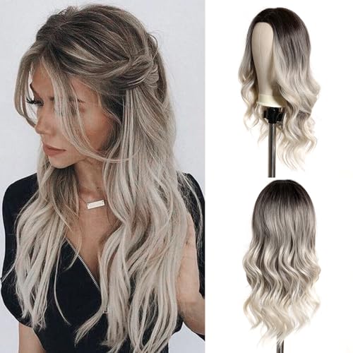 Esmee Lange Lockige Ombre Braun zu Blond Perücken für Frauen Synthetisches Haar Hitzebeständig Ombre Perücke für Tägliche Party Cosplay Verwendung