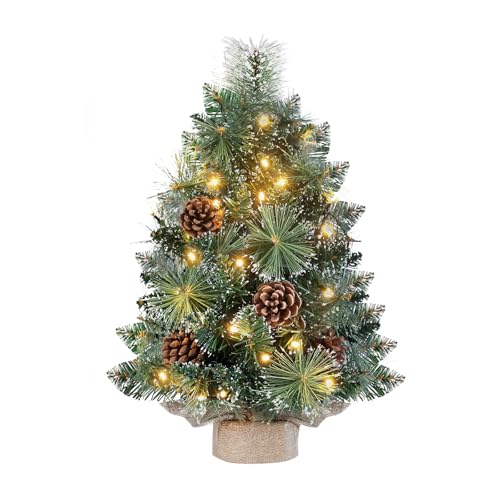 Mini Weihnachtsbaum mit LED Beleuchtung Kleiner Weihnachtsbaum Tisch Weihnachtsbaum klein künstlich geschmückt für Weihnachten Deko 40cm