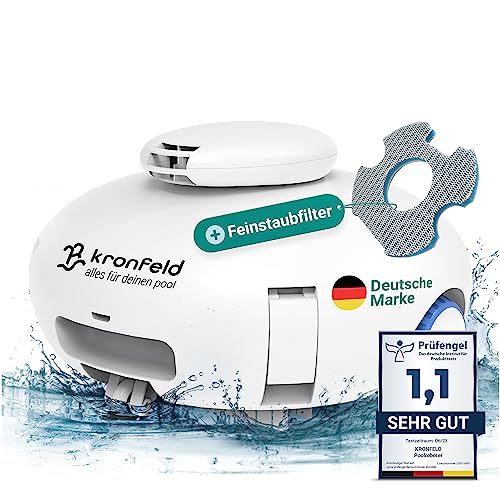 KRONFELD Poolroboter inkl. einzigartigem Feinstaubfilter - 120 min. leistungsstarke Reinigung - Poolsauger für jeden Pool - Poolroboter mit Akku