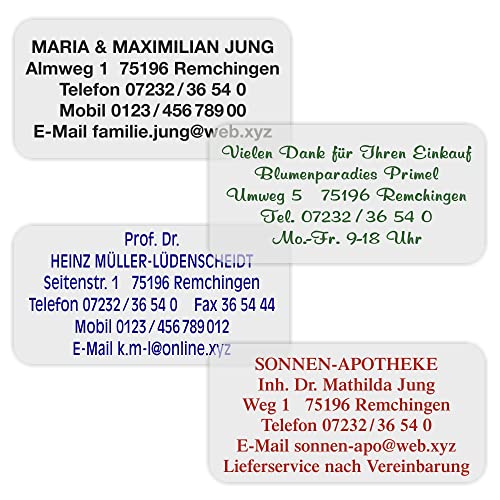210 Adressaufkleber, Adressetiketten TRANSPARENT mit Ihrem Wunschtext bis zu 9 Zeilen vom Versandhaus Jung