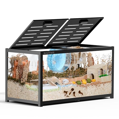 BUCATSTATE Hamsterkäfig 3,0: Metall Rattenkäfig Kleintierkäfig Groß Stapelbar mit Einfacher Montage 100L x 50W x 52H cm für Nager, Mäuse, Zwerghamster (0,5m², Schwarz)