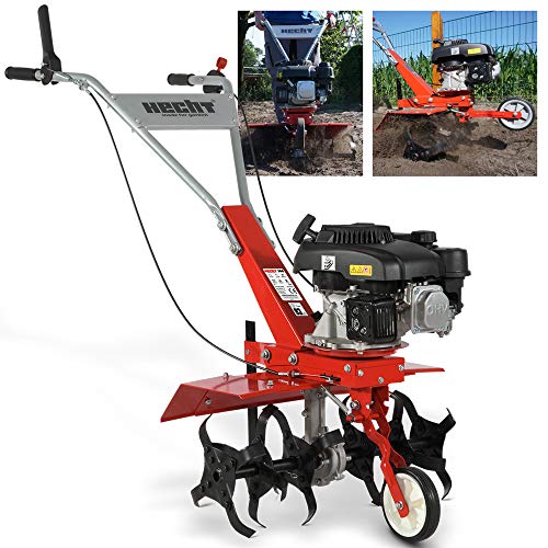 HECHT Benzin Motorhacke mit 60 cm Arbeitsbreite – 4 Takt Motor – 24 Harte Messer – Bodenfräse – Gartenhacke – Kultivator – zum Boden umgraben und lockern - Gartenfräse Benzin