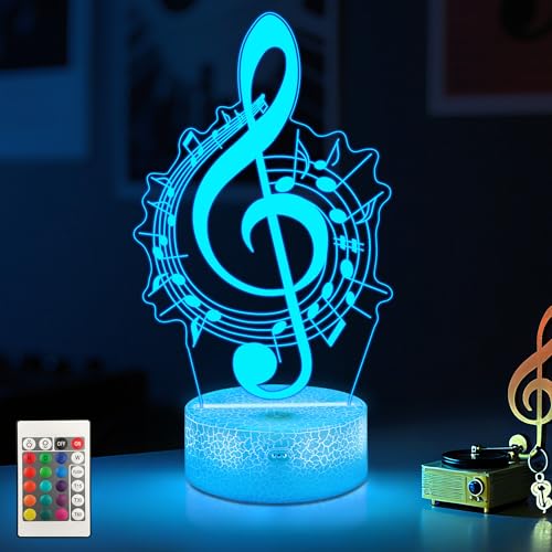 CoolGift Mart Musiknote Nachtlicht, 3D LED optische Illusion Lampe mit Fernbedienung und Timer, Geschenke für Musikliebhaber