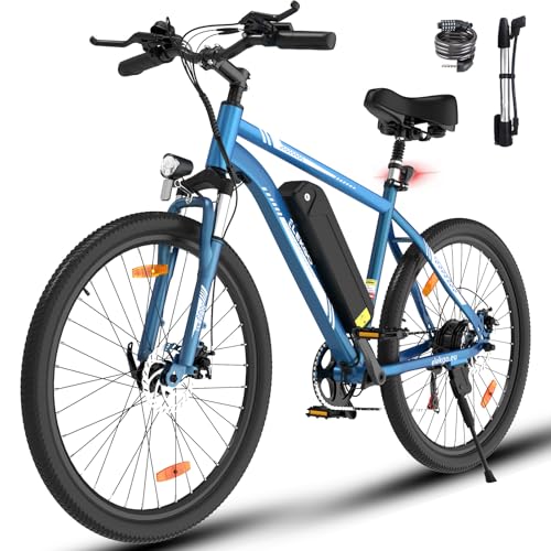 ELEKGO E-Bikes, 26 Zoll E Bike Herren Damen, 36V Abnehmbarer Lithium-Akku, 250W Motor MTB, E-Mountainbike mit 7-Gang-Elektrofahrrad Reichweite über 65KM, Ausgestattet mit stoßabsorbierenden Sitzen