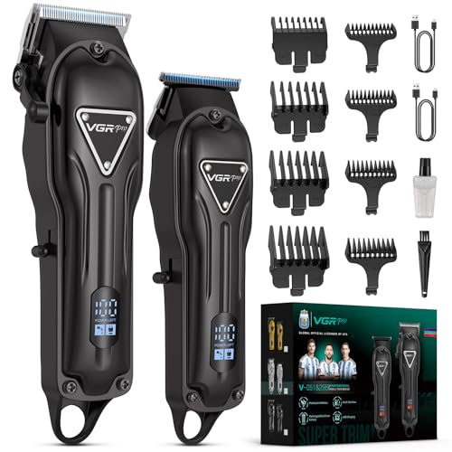 VGRPRO Haarschneidemaschine, Schnurlose Haarschneider Herren und Trimmer Herren Set, Haarschneide set mit langer Akkulaufzeit, elektrischer Haartrimmer für die Familie,Barbier, Friseur（Black)