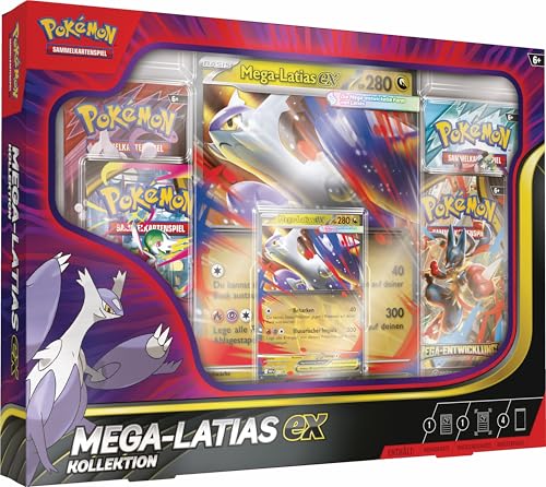 Pokémon-Sammelkartenspiel: Kollektion Mega-Latias-ex (1 holografische Promokarte, 1 überdimensionale Wackelbildkarte & 4 Boosterpacks)