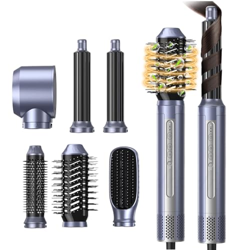 Hairstyler Set, Warmluftbürste Set, 6 in 1 Air styler, Haarstyler mit Lockenstab, Ai Chip, 110000 RPM, Negativ Ionen Stylingbürsten, Steuerung von Kalt- und Warmluft, Geräuscharm