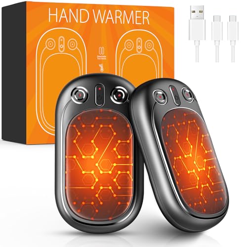 Handwärmer Elektrisch USB Wiederaufladbar 2er Set 12 Stunden, Taschenwärmer Wiederverwendbar Elektrischer Handwärmer, Winter Geschenke für Frauen Männer Raynaud Outdoor Camping Wandern Jagd Ski Golf