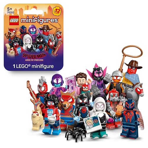 LEGO Minifigures Spider-Man: Across The Spider-Verse - 1 von 12 Spielzeugen mit Zubehör - Miles Morales & Gwen Stacy Figuren - Geschenk für Jungen und Mädchen ab 5 Jahren - Überraschungsbox - 71050