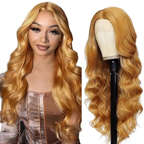Tuheerst Echthaar Perücke Damen Blonde Human Hair Wig Body Wave 4X4 Lace Glueless Wear and Go Brasilianisches Echthaar Pre Bleached Knots with Baby Hair for Woman 24 Zoll