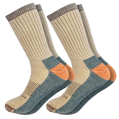 WOOLRICH Merinowoll-Socken für Herren – hergestellt in den USA, Crew-Wandersocken, aus 78% Merino-Lammwolle mit gepolstertem Fußgewölbe, 2 Paar, kaffeebraun, Medium