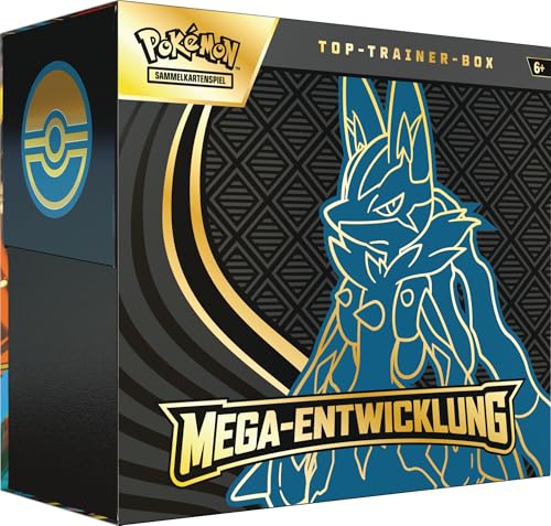 Pokémon-Sammelkartenspiel: Top-Trainer-Box Mega-Entwicklung: Lucario (1 Vollbild-Promokarte, 9 Boosterpacks & Zubehör)