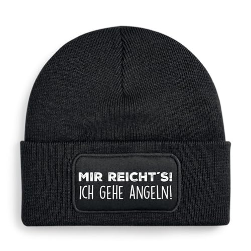 BOO Shirt Ich gehe Angeln Mütze – lustige Beanie mit Spruch | Geschenkidee für Angler, Fischer & Outdoor-Fans (DE/NL/SE/PL, Alphanumerisch, Einheitsgröße, Schwarz)
