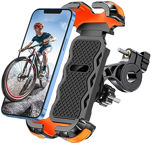 Glangeh Handyhalterung Fahrrad, [Sicheres Schloss] 360° Drehbar Universal Handyhalterung Motorrad, Vollständiger Schutz Handyhalter Fahrrad Organisation für MTB, Kinderwagen, für 4,7-6,8 Smartphone