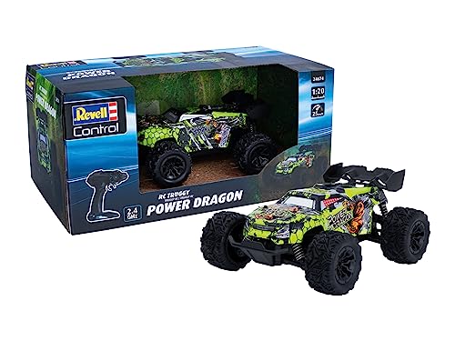 Revell RC Car Power Dragon - Rasante Höchstgeschwindigkeit bis zu 25 km/h für Offroad-Action - Präzises Fahrverhalten mit Einzelradaufhängung und Stoßdämpfern - Langlebiger Li-Ion Akkuf