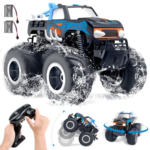 Gindoly Ferngesteuertes Auto,2,4 GHz Ferngesteuerter Monstertruck, 4WD 15+ km/h Hobby Offroad RC Auto, Wasserdicht Geländewagen Auto mit 2 Batterien, Spielzeug für Kinder ab 6 7 8 9 10 11 12 Jahre