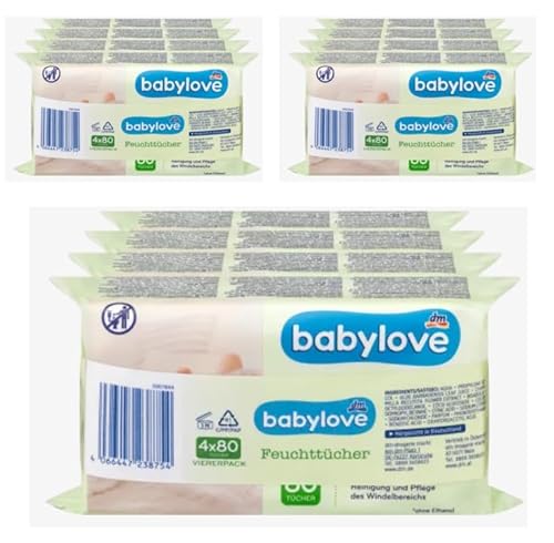 babylove Vorteils Pack Feuchttücher 12 x 80 Stück, 960 Stück Aloe Vera & Kamille