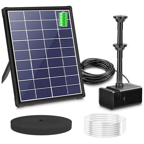Biling 6W Solar Springbrunnen für außen mit 3000mAh Batterie Solar Teichpumpe mit Akku Solar Brunnenpumpen mit Akku, Solar Wasserpumpe Schwimmende Fontäne für Solar Wasserspiel Brunnen Draussen Teich