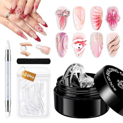 MODELONES Solid Builder Gel, 3D Skulptur Nail Gel,15g Aufbaugel Multifunktionell Rhinestone UV Gelnägel zur Nagelverlängerung Nagel Carving Glue Charms DIY Nageldesign 3D gel Nail Art