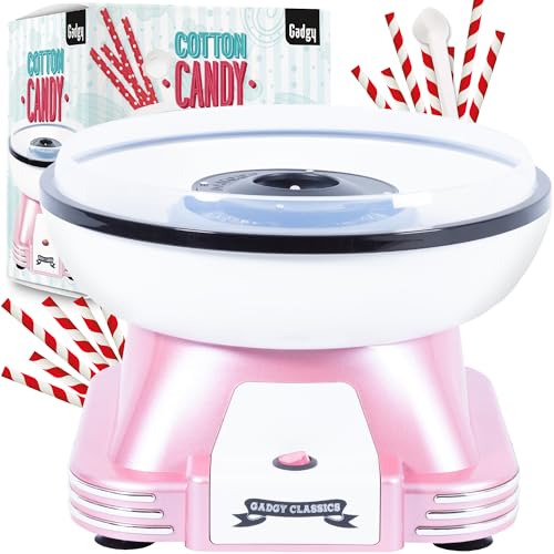 Gadgy Zuckerwattemaschine für zuhause - Zuckerwatte Maschine für Zucker oder Bonbons - Cotton Candy Machine - Zuckerwatte für Kinderfest, Geburtstag und Party - Rosa