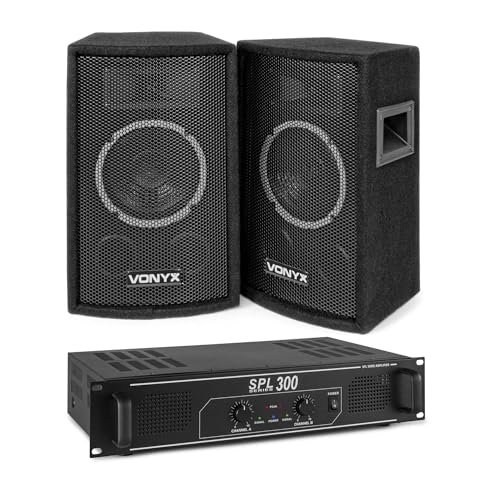 Vonyx Lautsprecher SL6 - PA Anlage Komplettset, 500 Watt Musik Anlage, DJ Boxen Set, Lautsprecher mit Verstärker und Kabel, Lautsprecherset, Soundanlage, Musik Boxen, PA Komplett Set - Schwarz