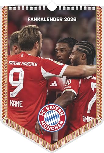 N Neumann - FC Bayern München 2026 – Mini-Bannerkalender 21x30 cm mit 12 Monatsblättern, deutschem Kalendarium & Spiralbindung, Fußball-Fankalender mit Spieler- & Stadionfotografien: Fankalender 2026