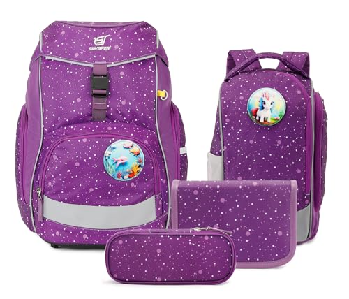 SKYSPER Schulranzen Set 5-teilig für Jungen Mädchen 1. Klasse Grundschule Schulrucksack Sporttasche Outdoor Sport Ergonomischer Schultaschen Federmäppchen Sets