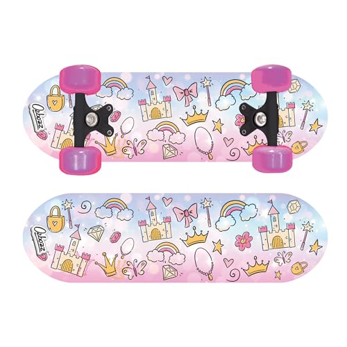 Ozbozz: 43,2 cm Skateboard – Prinzessin – robuste blinkende Räder, Rutschfester Griff, leichtgängige Kugellager, Holzdeck, Outdoor-Spielzeug zum Aufsitzen, Kinder ab 3 Jahren
