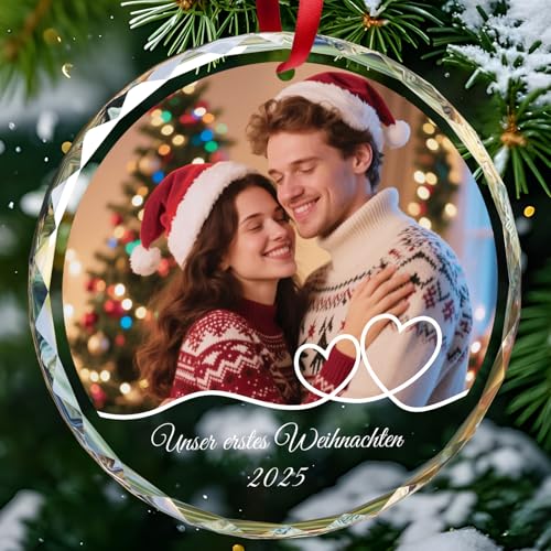 Puzzlo Personalisierte Weihnachtskugeln mit Foto Texte - Weihnachtskugel Personalisierte Geschenke für Femme Manner Familie Partner - Christbaumkugel Personalisiert Bild Weihnachtsdeko Innen Outdoor