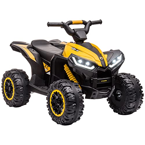 HOMCOM Kinder Quad Elektro 12V Kinderquad mit Vorwärts-, Rückwärtsfunktion, Musik, USB-Anschluss, Hupe, LED-Scheinwerfer 3-6km/h Elektro-Quad für Kinder 3-5 Jahre Gelb