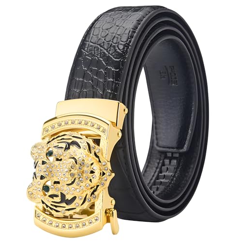 VJK Herren Ledergürtel Ratschengürtel Kleid mit Premium Leder Slide Gürtel mit einfach einstellbarer automatischer Schnalle Casual Accessoires für jeden Anlass (49in)