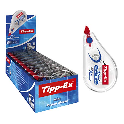 Tipp-Ex Korrekturroller Mini Pocket Mouse, 6m x 5mm, 10er Pack, Ideal für das Büro, das Home Office oder die Schule