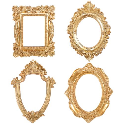 VALICLUD 4 Stück Vintage Bilderrahmen Oval Geformte Mini Retro Fotorahmen Desktop Schmuck Display Rahmen für Bilder Kunst Andenken Andenken