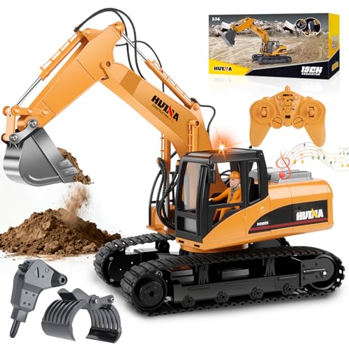 FORMIZON Löffel Hydraulikhammer Holzgreifer 3-in-1 2.4GHz Ferngesteuerter Bagger ab 8 Jahre, 1:14 Maßstab 15CH Anbaugeräte aus Metalllegierung Bagger Spielzeug ab 8 9 10 11 12 Jahre Jungen Geschenk