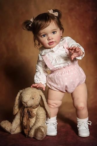 iCradle Reborn Baby Dolls Lebensechte Reborn Baby Puppen Mädchen mit 26 Zoll Reborn Kleinkind Prinzessin Mädchen Silikon Puppe Real Life Standing Girl Reborn Puppen Bebe Spielzeug Xmas Geschenk
