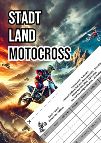 Stadt Land Motocross: Geschenk für MX-Liebhaber – Der perfekte Spieleblock mit 50 Seiten (A4)