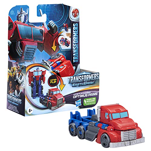 Transformers Spielzeug EarthSpark 1-Step Flip Changer Optimus Prime, Action-Figur (10 cm), Roboterspielzeug, ab 6 Jahren