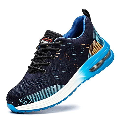Rona Shoes Sicherheitsschuhe Arbeitsschuhe Stahlkappenschuhe Leichte Bequeme Sportliche Arbeitsschutzschuhe Herren Damen Alpha Blue EU 43