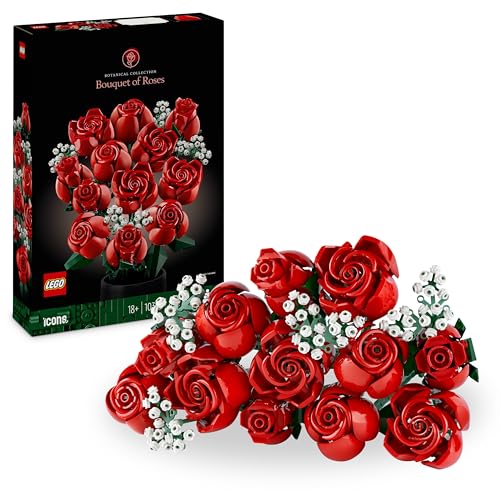 LEGO Botanicals Rosenstrauß - Blumen zum Bauen und Ausstellen - DIY Deko zu Weihnachten mit Pflanzen - Modellbau mit Kunstblumen - Bauset für Erwachsene - Geschenk für Frauen & Männer - 10328