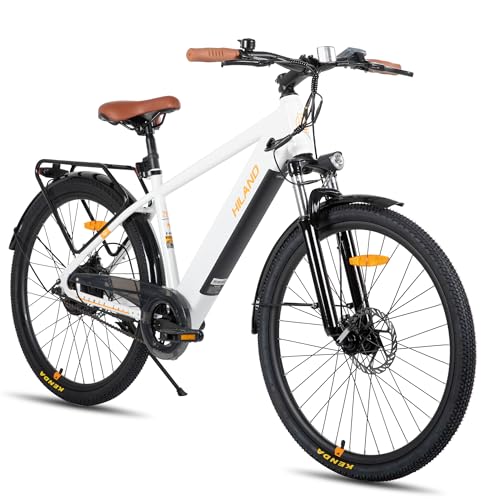 Hiland 26 Zoll Elektro-Mountainbike mit 250W Motor & 36V 7.8Ah Akku, Elektrofahrrad für Männer Frauen, All-Terrain Erwachsene Elektro-MTB mit Gabelfederung, Weiß