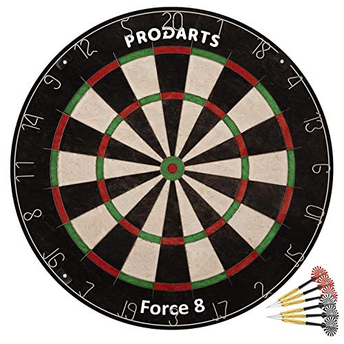 Dartscheibe Steeldart Force 8 – Dart Set Mit Dartzubehör: Dartboard, Steel Dart Pfeile, Dart Flights, Regelheft & Montagesatz