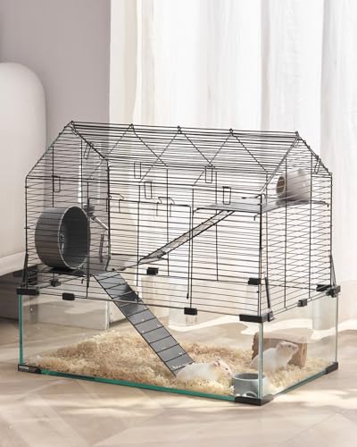 VEVOR Hamsterkäfig, 360°-Sicht, transparenter Hamsterlebensraum, Kleintierkäfig, 58x38x54 cm, belüfteter Mäusekäfig mit Wasserflasche, tragbares Hamsterhaus für Ratten, Meerschweinchen