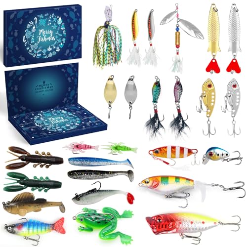 iZoeL Angeln Adventskalender 2025 Männer Teenager Junge, Angelkalender Angelnhaken Angellieber Weihnachtskalender 24 Tolle überraschen Geschenk für ihn