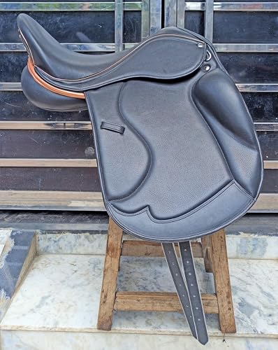 WILD RACE Leather Dressage Double Flap Changeable Gullets Medium Saddle (18