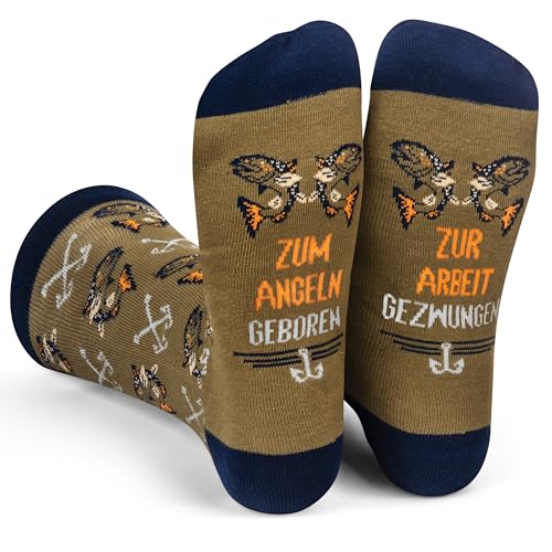 Lavley Zum Angeln Geboren, Zur Arbeit Gezwungen lustige Socken für Männer