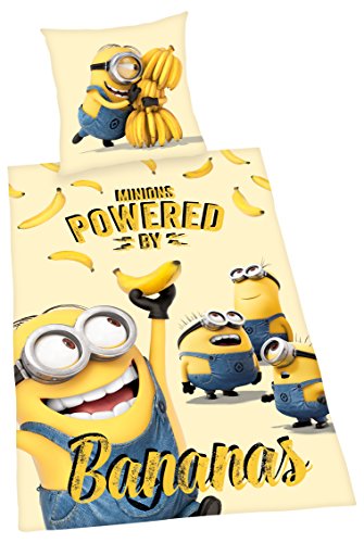 Herding Bettwäsche Minions, Kopfkissenbezug 80x80cm, Bettbezug 135x200cm, mit RV, Renforce