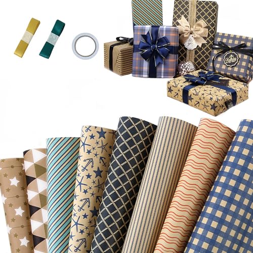 Dantolo 8-teiliges Geschenkpapier Geburtstag Set (70 cm x 50 cm)